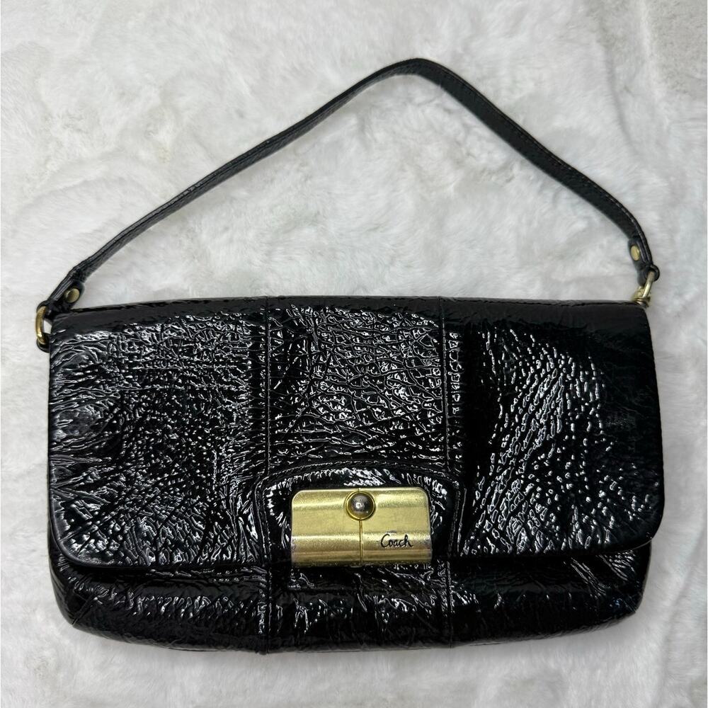 COACH Patent Leather Black Mini Purse Wristlet - Picture 1 of 6